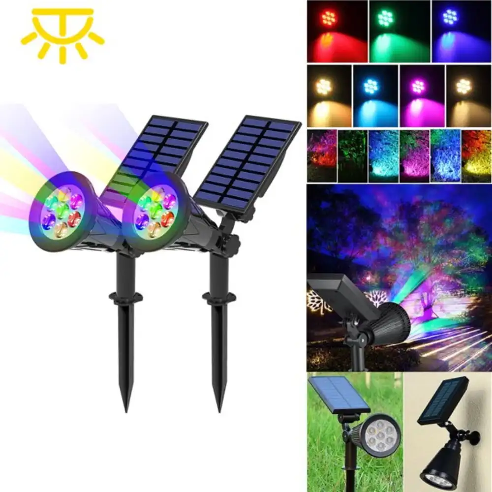 2pcs Solar Spotlights, Color Changing 7 LED Waterproof Solar Garden Lights, Auto ON/OFF Adjustable Landscape Spot Lights, 2-IN-1
2pcs Solar Spotlights, Color Changing 7 LED Waterproof Solar Garden Lights, Auto ON/OFF Adjustable Landscape Spot Lights, 2-IN-1