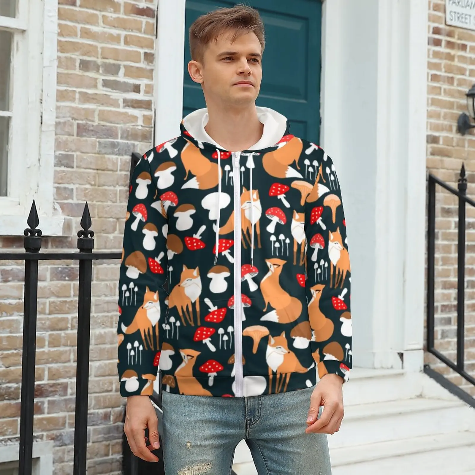Mushroom Design Hoodie Cute Fox Print Casual Mens Hoodies Mens Winter Zip Up Hoodie Over Size
Mushroom Design Hoodie Cute Fox Print Casual Mens Hoodies Mens Winter Zip Up Hoodie Over Size