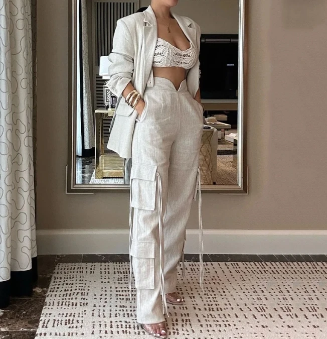Fashion Sets for Women 2023 Elegant Loose Solid Jacket Coat & Hight Waist Cargo Pants Two Piece Set Street Wear Autumn Outfits
Fashion Sets for Women 2023 Elegant Loose Solid Jacket Coat & Hight Waist Cargo Pants Two Piece Set Street Wear Autumn Outfits