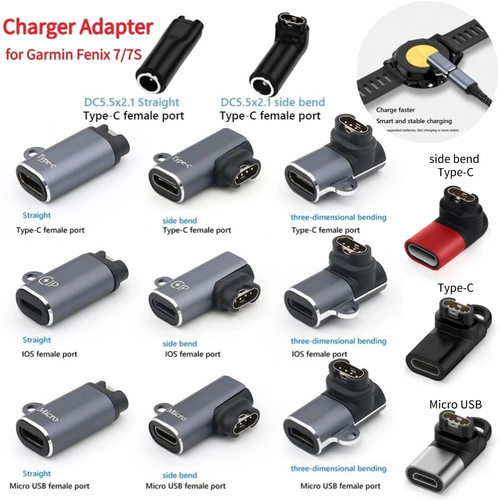 for Garmin Fenix 7X/6/6S/6X Watch Charger Micro USB Type-C 8 Pin Adapter Portable Charger Adapter Supports Data Transmission
for Garmin Fenix 7X/6/6S/6X Watch Charger Micro USB Type-C 8 Pin Adapter Portable Charger Adapter Supports Data Transmission