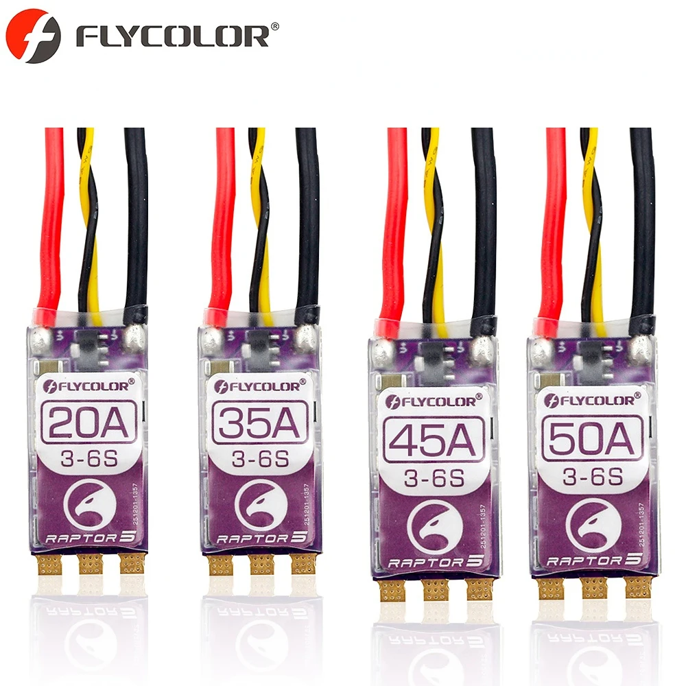 

4PCS FLYCOLOR RAPTOR5 20A/35A/45A/50A BLHeli-32 ESC 3-6S Brushless Speed Controller Raptor 5 For RC FPV Racing Drone Quadcopter