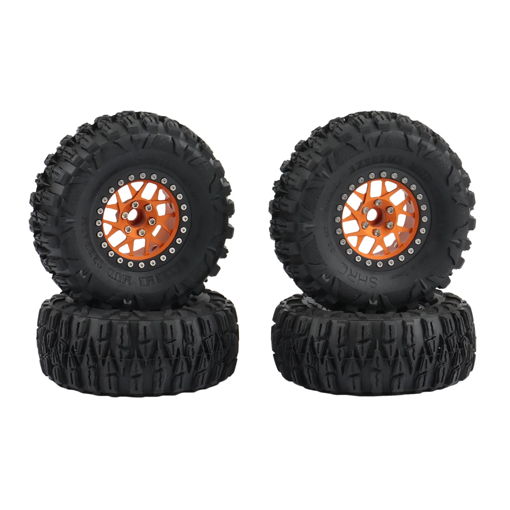 4Pcs 2.2Inch Beadlock Wheel Rim Tires Set for 1/10 RC Crawler Car Axial SCX10 RR10 Wraith Traxxas TRX4,Orange
4Pcs 2.2Inch Beadlock Wheel Rim Tires Set for 1/10 RC Crawler Car Axial SCX10 RR10 Wraith Traxxas TRX4,Orange