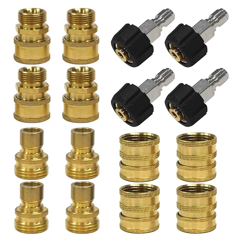 16Pack Washer Adapter Kit, M22-14 Swivel To 1/2In Plug 3/4In Swivel Male And Quick Connect 3/8In Plug For Garden Hoses
16Pack Washer Adapter Kit, M22-14 Swivel To 1/2In Plug 3/4In Swivel Male And Quick Connect 3/8In Plug For Garden Hoses