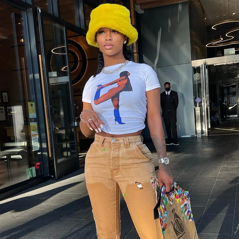 T-shirts 2023 Women All-match Street Women's Summer Print Round Neck Cropped Navel Short-sleeved Casual T-shirt Top Women
T-shirts 2023 Women All-match Street Women's Summer Print Round Neck Cropped Navel Short-sleeved Casual T-shirt Top Women