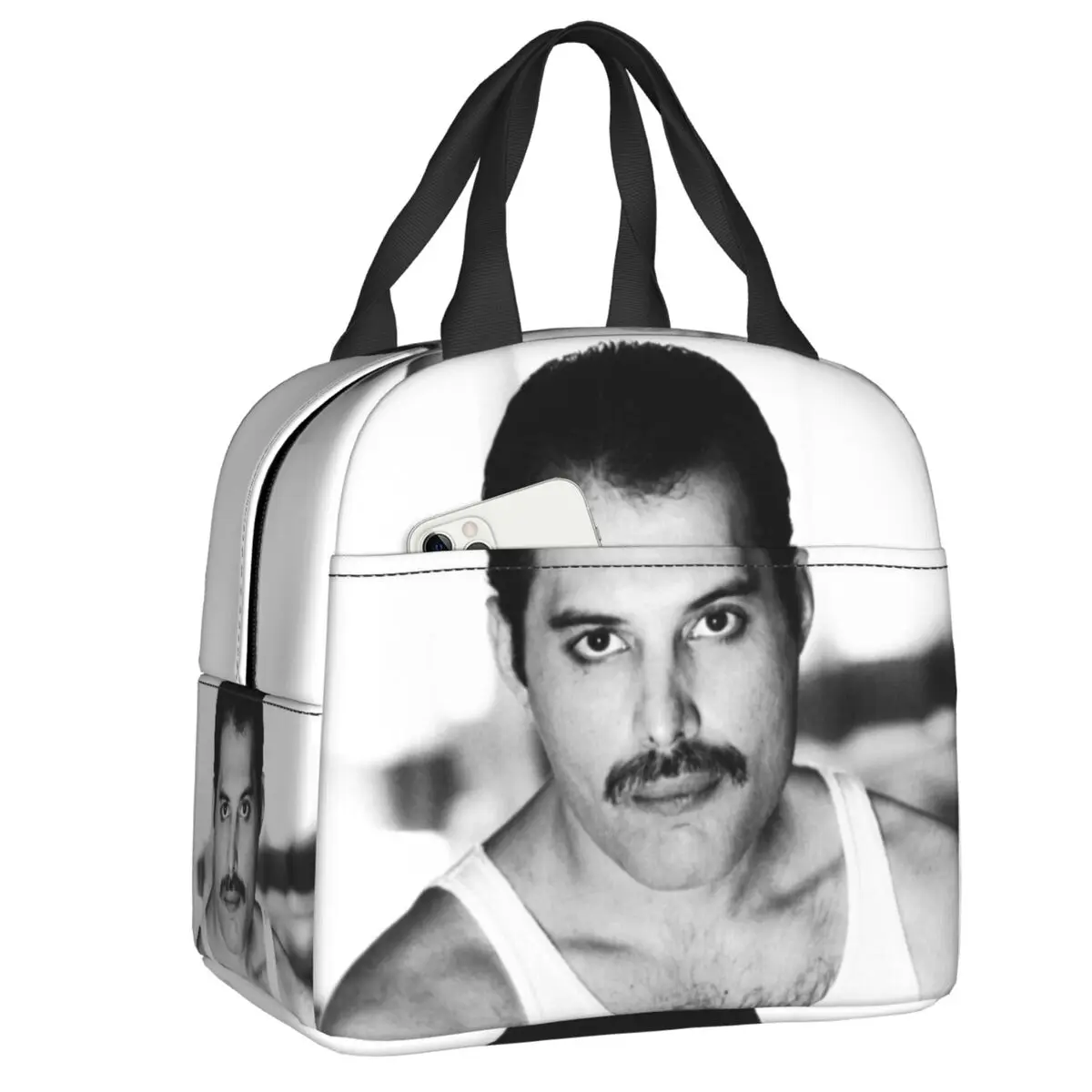 

Freddie Mercury Insulated Lunch Bag for Outdoor Picnic Portable Cooler Thermal Queen Rock Bento Box Women School Food Tote Bags