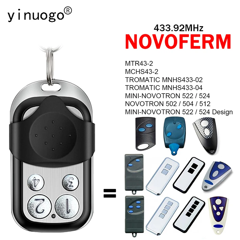 NOVOFERM NOVOTRON 512 MIX43-2 502 MAX43-2 504 MAX43-4 NOVOFERM MNHS433-02 MNHS433-04 MTR43-2 MCHS43-2 Garage Door Remote Control
NOVOFERM NOVOTRON 512 MIX43-2 502 MAX43-2 504 MAX43-4 NOVOFERM MNHS433-02 MNHS433-04 MTR43-2 MCHS43-2 Garage Door Remote Control