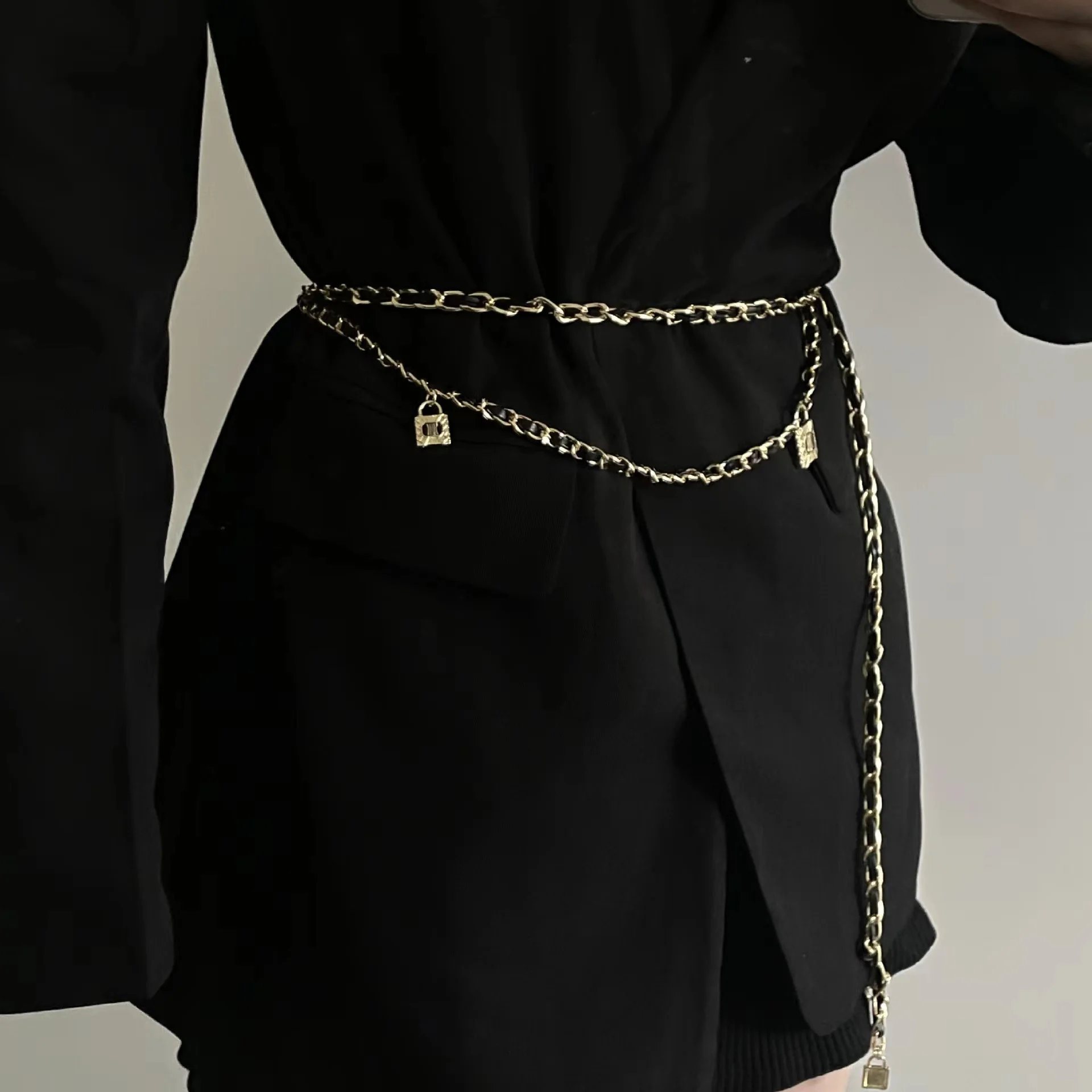 Fashionable waist chain women with skirt versatile metal leather woven chain belt western trousers chain sweater accessories tid
Fashionable waist chain women with skirt versatile metal leather woven chain belt western trousers chain sweater accessories tid