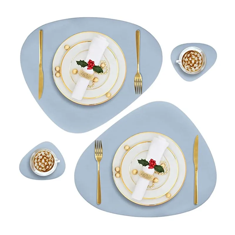 Inyahome Faux Leather Set of 2 PU Placemats and Coasters Round Leather for Dinner Table Mats Heat Resistant Non-Slip Washable
Inyahome Faux Leather Set of 2 PU Placemats and Coasters Round Leather for Dinner Table Mats Heat Resistant Non-Slip Washable