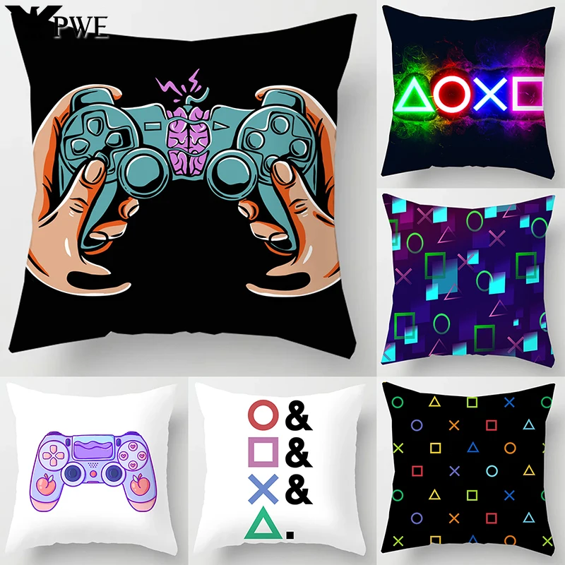 

45x45cm TV Game Fan Style Square Pillowcase Home Decor Cushion Cover Anime New Design Gamer Play Gamepad Printed Pillowcas