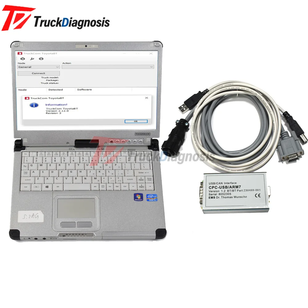 Инструмент для диагностики грузовика Toyota BT с интерфейсом USB CAN и ноутбуком CFC2
Инструмент для диагностики грузовика Toyota BT с интерфейсом USB CAN и ноутбуком CFC2