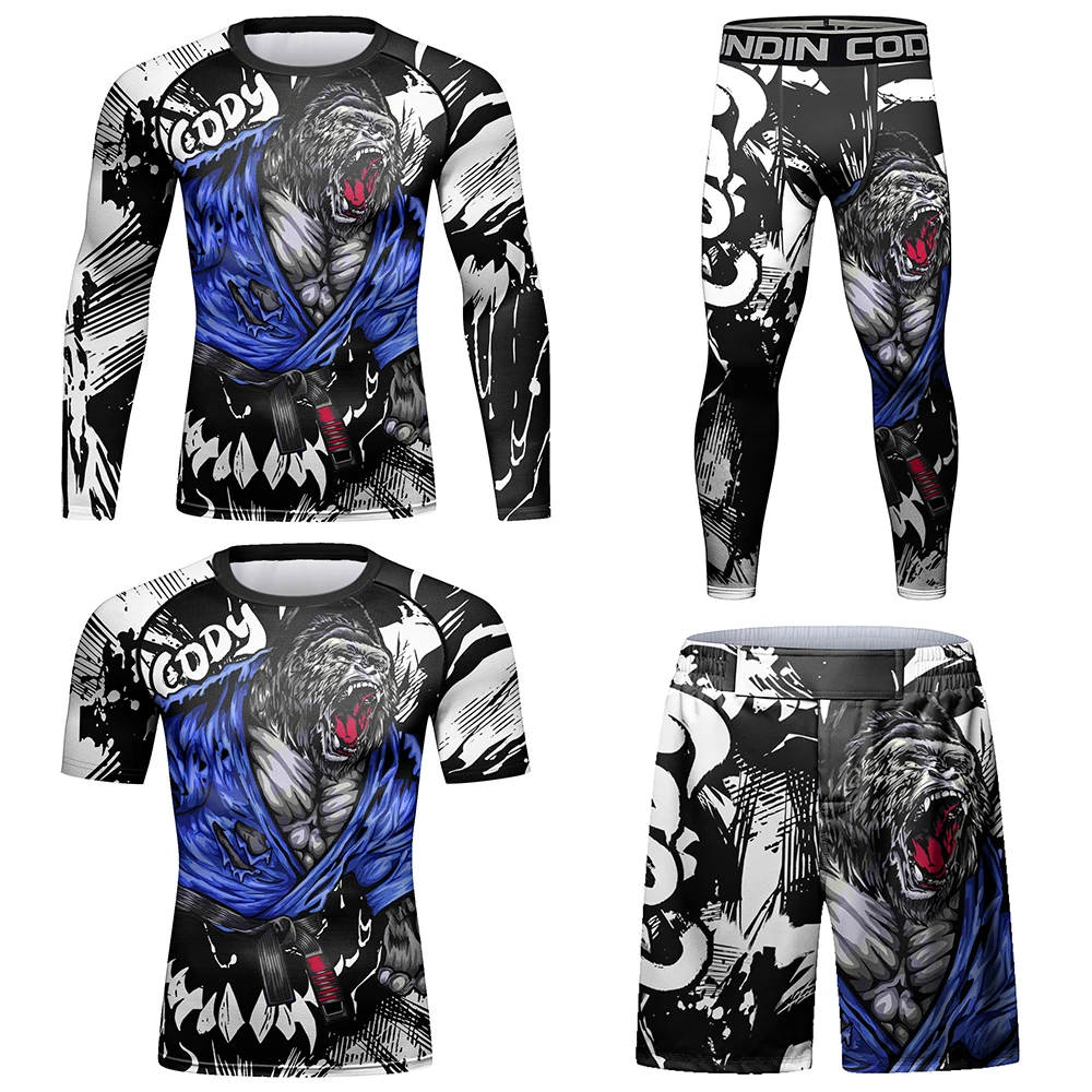 Футболка и штаны MMA BJJ Rashguard, тренировочный костюм с 3D принтом для фитнеса, боксерские Трикотажные изделия, Компрессионные Мужские комплекты для кикбоксинга
Футболка и штаны MMA BJJ Rashguard, тренировочный костюм с 3D принтом для фитнеса, боксерские Трикотажные изделия, Компрессионные Мужские комплекты для кикбоксинга