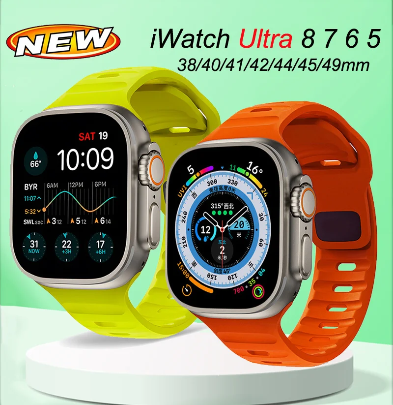 Soft Silicone Metal Pin Buckle Strap For Apple Watch Ultra Band 49mm 44mm 45mm 40mm 41mm Sport Bracelet Watchband iWatch 8 7 6 5 
Soft Silicone Metal Pin Buckle Strap For Apple Watch Ultra Band 49mm 44mm 45mm 40mm 41mm Sport Bracelet Watchband iWatch 8 7 6 5
