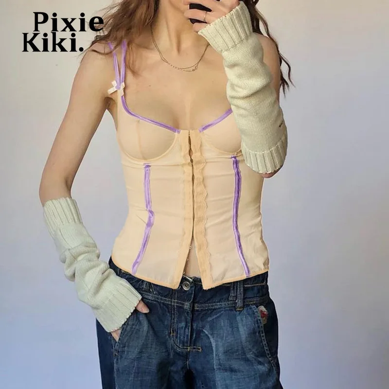 Майка PixieKiki Y2k женская, пикантная Милая летняя одежда с прозрачным сетчатым бантом, французские корсеты, рандомная одежда
Майка PixieKiki Y2k женская, пикантная Милая летняя одежда с прозрачным сетчатым бантом, французские корсеты, рандомная одежда