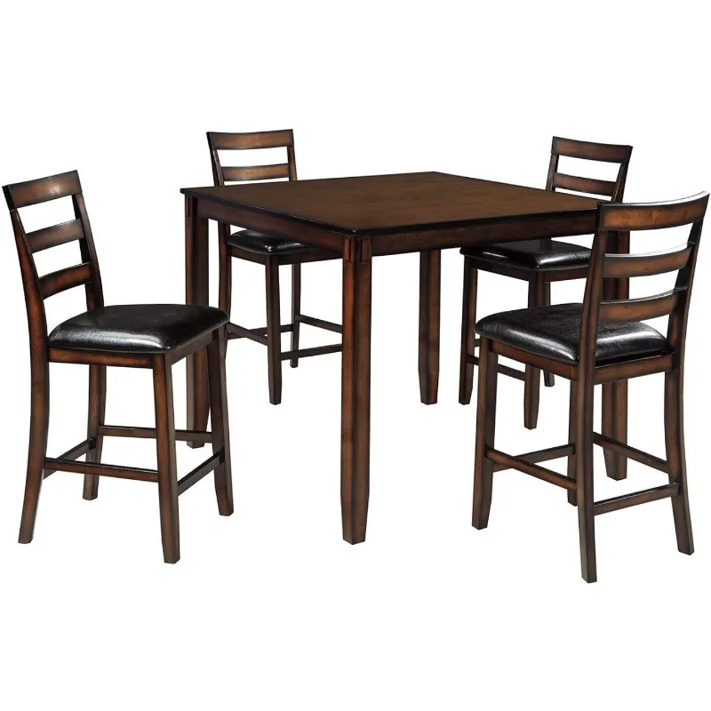 

Обеденный набор Coviar из 5 предметов высотой, включает стол и 4 барные стулья, коричневый