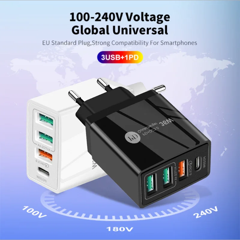 PD 36W Fast Charge Adapter For Huawei Xiaomi Samsung 4 Ports Mobile Phone Charger USB Power Charger
PD 36W Fast Charge Adapter For Huawei Xiaomi Samsung 4 Ports Mobile Phone Charger USB Power Charger
