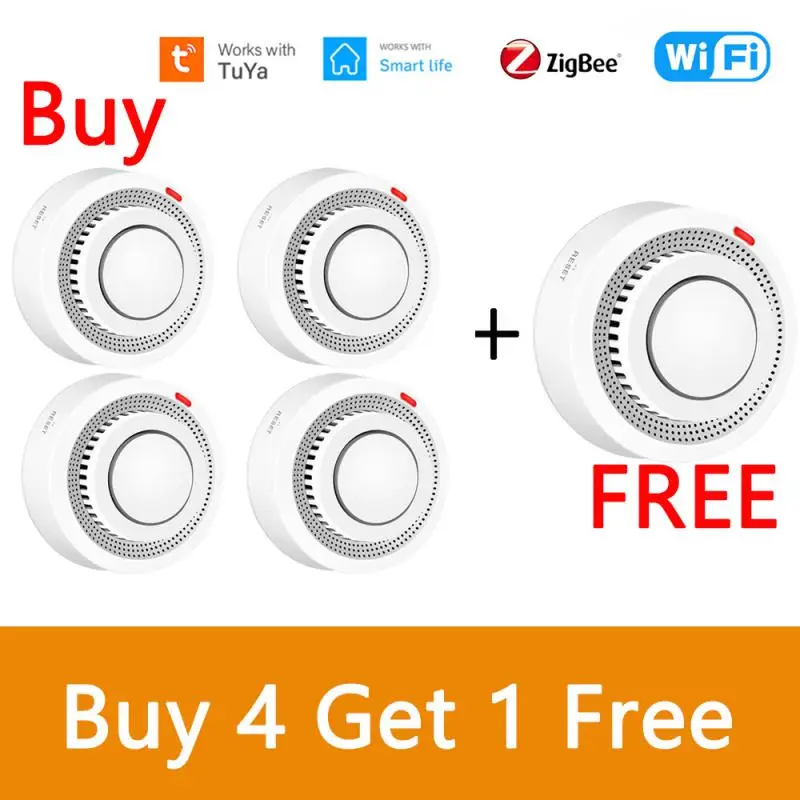 Tuya WiFi Zigbee Smoke Detector Smoke Alarm Sensor Fire Protection Home Security System Fire Alarm App Control For Smart Life
Tuya WiFi Zigbee Smoke Detector Smoke Alarm Sensor Fire Protection Home Security System Fire Alarm App Control For Smart Life