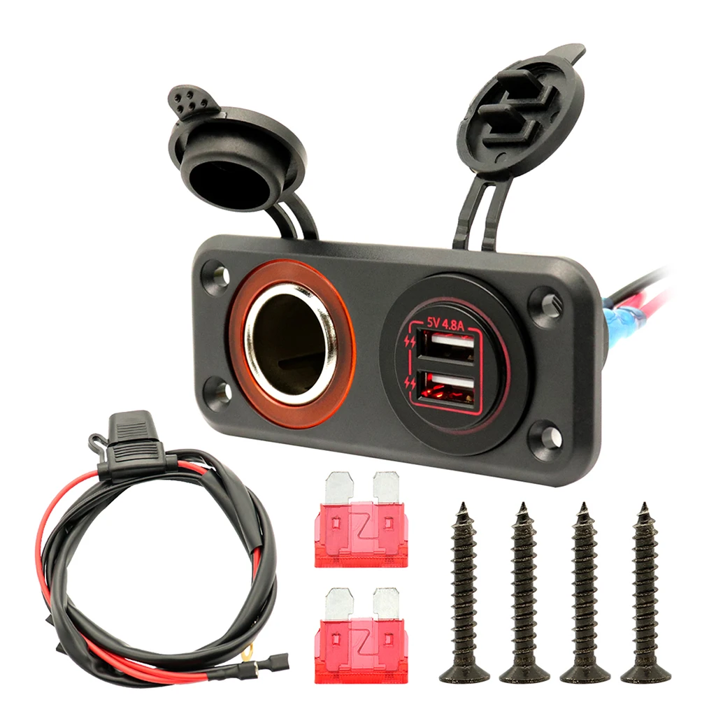 Waterproof Dual USB Car Charger with 12V Cigarette Lighter Adapter for 12V/24V Marine, Boat, Motorcycle, Truck
Waterproof Dual USB Car Charger with 12V Cigarette Lighter Adapter for 12V/24V Marine, Boat, Motorcycle, Truck