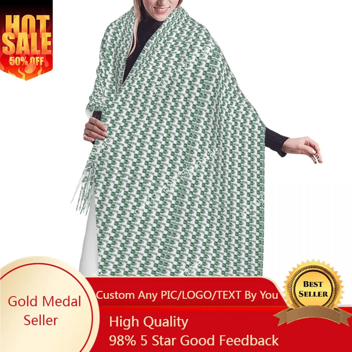 Custom Breaking Bad Pattern Tassel Scarf Women Soft Walter White Shawls Wraps Lady Winter Fall Versatile Gift Scarves
Custom Breaking Bad Pattern Tassel Scarf Women Soft Walter White Shawls Wraps Lady Winter Fall Versatile Gift Scarves