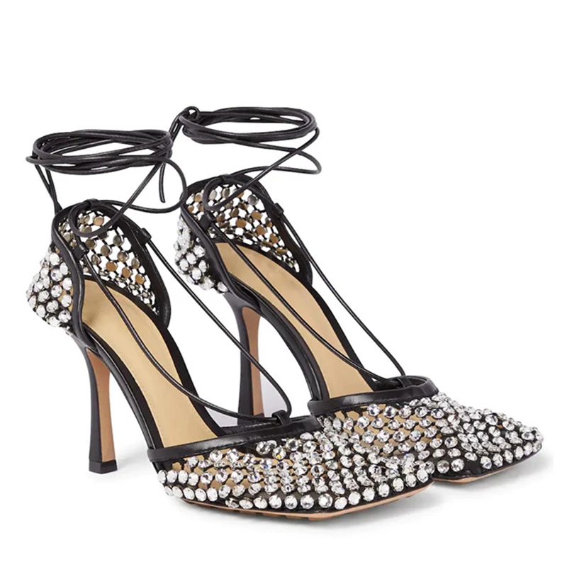 Crystal Mesh Women Gladiator Sandals Sexy Square Toe High Heel Dress Shoes Woman Pumps Hollow Out Ankle Strappy Stiletto
Crystal Mesh Women Gladiator Sandals Sexy Square Toe High Heel Dress Shoes Woman Pumps Hollow Out Ankle Strappy Stiletto