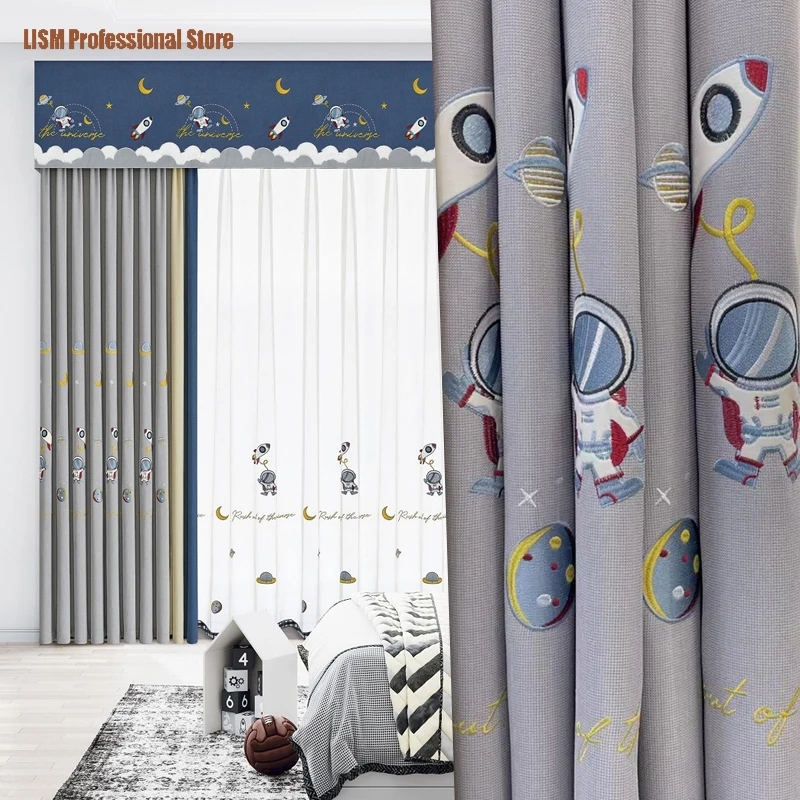 Curtains for Living Room Cartoon Astronaut Spaceship Embroidered Kids Boy Room Planet Galaxy Blackout Bay Window Panel Drapes
Curtains for Living Room Cartoon Astronaut Spaceship Embroidered Kids Boy Room Planet Galaxy Blackout Bay Window Panel Drapes