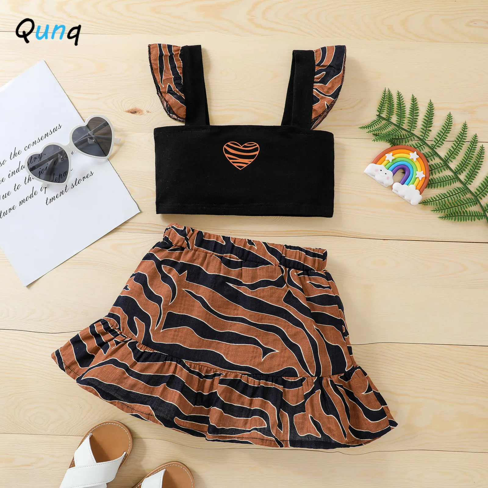 Qunq 2023 Summer INS New Girls Lovely Fly Sleeve Print Crop Top+Leopard Peplum Skirt 2 Pieces Set Casual Kids Clothes Age 3T-8T
Qunq 2023 Summer INS New Girls Lovely Fly Sleeve Print Crop Top+Leopard Peplum Skirt 2 Pieces Set Casual Kids Clothes Age 3T-8T