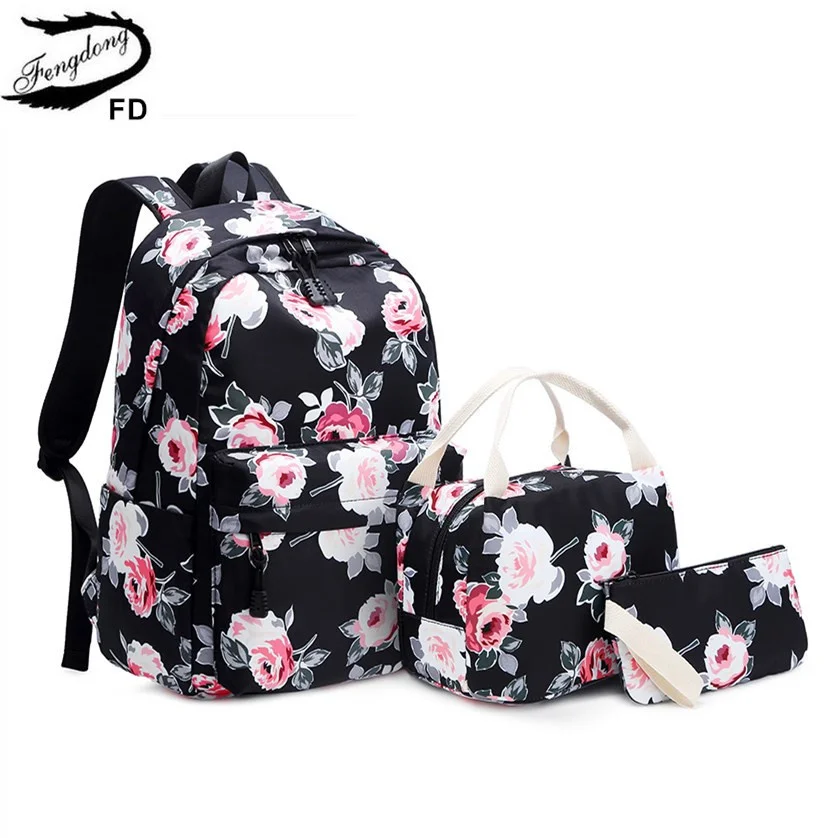Fengdong 3pcs/set school bags for teenage girls rose flower printing school backpack set kids floral book bag travel backpack
Fengdong 3pcs/set school bags for teenage girls rose flower printing school backpack set kids floral book bag travel backpack