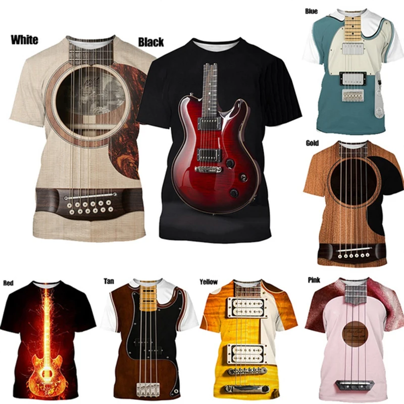 2022 Funny Guitar Printed T-shirt Men's Cotton Tops Fashion Casual T Shirts Men women Short Sleeves Summer
2022 Funny Guitar Printed T-shirt Men's Cotton Tops Fashion Casual T Shirts Men women Short Sleeves Summer