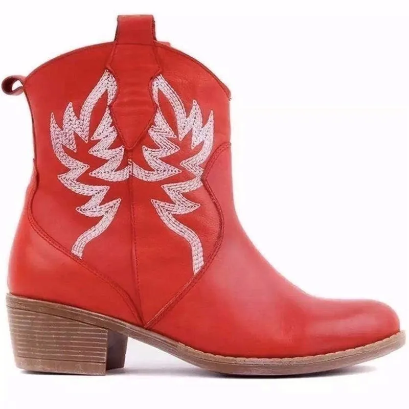 Fashion Embriodery West Cowboy Short Boots For Women PU Leather Thick Heel Ankle Shoes Spring Autumn New Female Chelsea Boots
Fashion Embriodery West Cowboy Short Boots For Women PU Leather Thick Heel Ankle Shoes Spring Autumn New Female Chelsea Boots