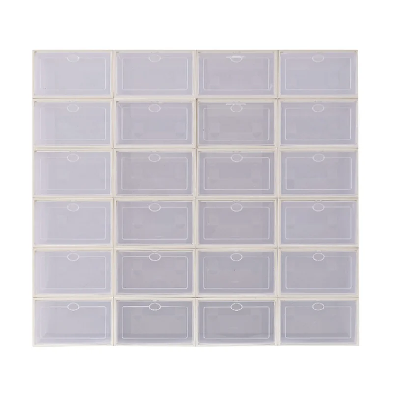 Shoe Storage Boxes 24 Pack Clear Plastic Stackable -White 
Shoe Storage Boxes 24 Pack Clear Plastic Stackable -White