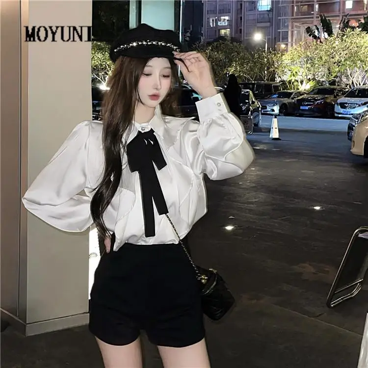 Blusas Femininas Elegantes Court Style Shirt Women's Long Sleeve Bow Lapel Ruffle Shirt Chic Top Camisas Korean Clothes Blouse
Blusas Femininas Elegantes Court Style Shirt Women's Long Sleeve Bow Lapel Ruffle Shirt Chic Top Camisas Korean Clothes Blouse