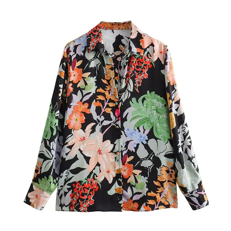 2023 Женская модная атласная рубашка с цветочным принтом, блузка, винтажные элегантные женские рубашки с длинным рукавом и пуговицами, блузы, шикарные топы 
2023 Женская модная атласная рубашка с цветочным принтом, блузка, винтажные элегантные женские рубашки с длинным рукавом и пуговицами, блузы, шикарные топы