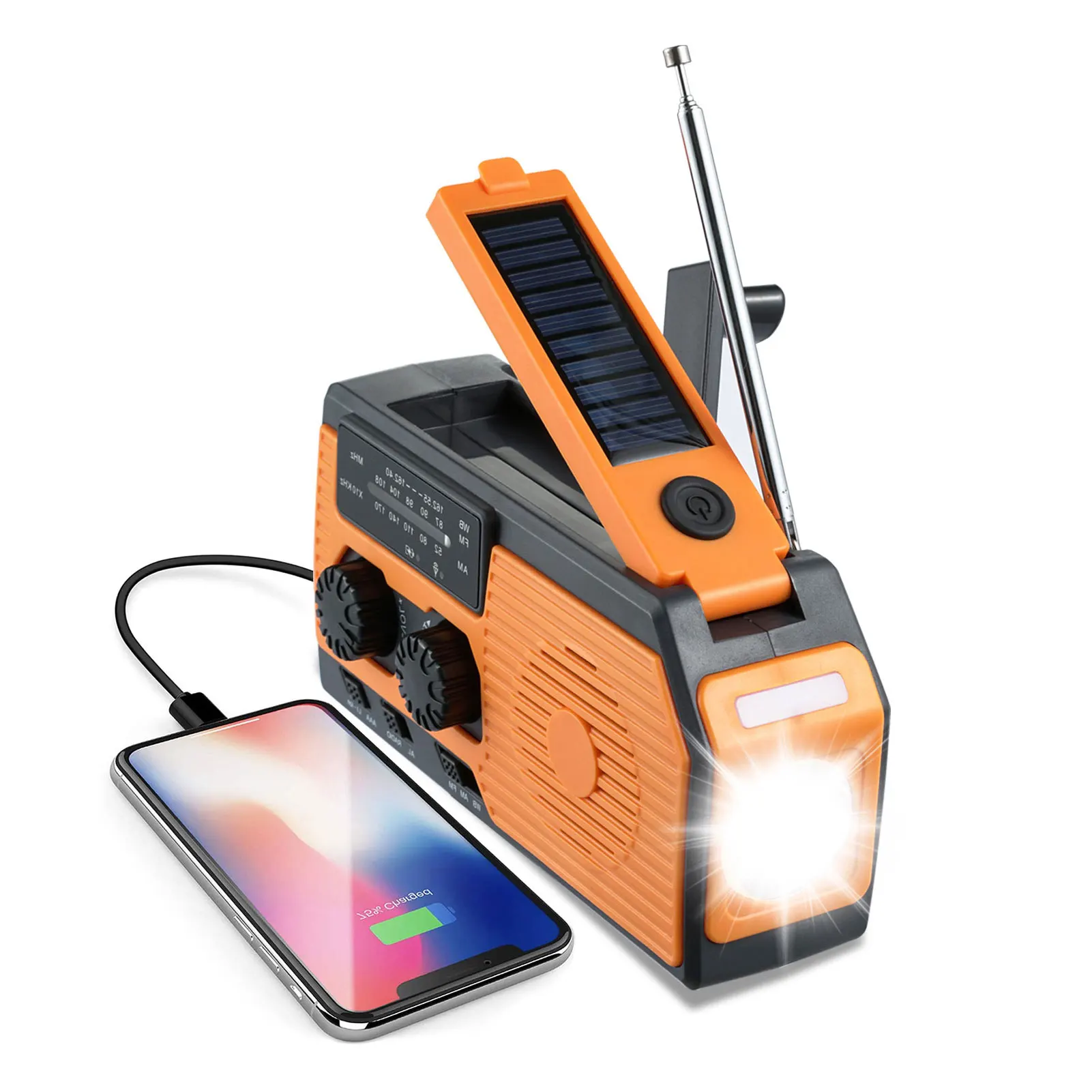 5000mAh Emergency Radio Hand Crank Solar Waterproof Solar Alert Radio With Flashlight SOS Alarm Reading Lamp Cell Phone Charger
5000mAh Emergency Radio Hand Crank Solar Waterproof Solar Alert Radio With Flashlight SOS Alarm Reading Lamp Cell Phone Charger