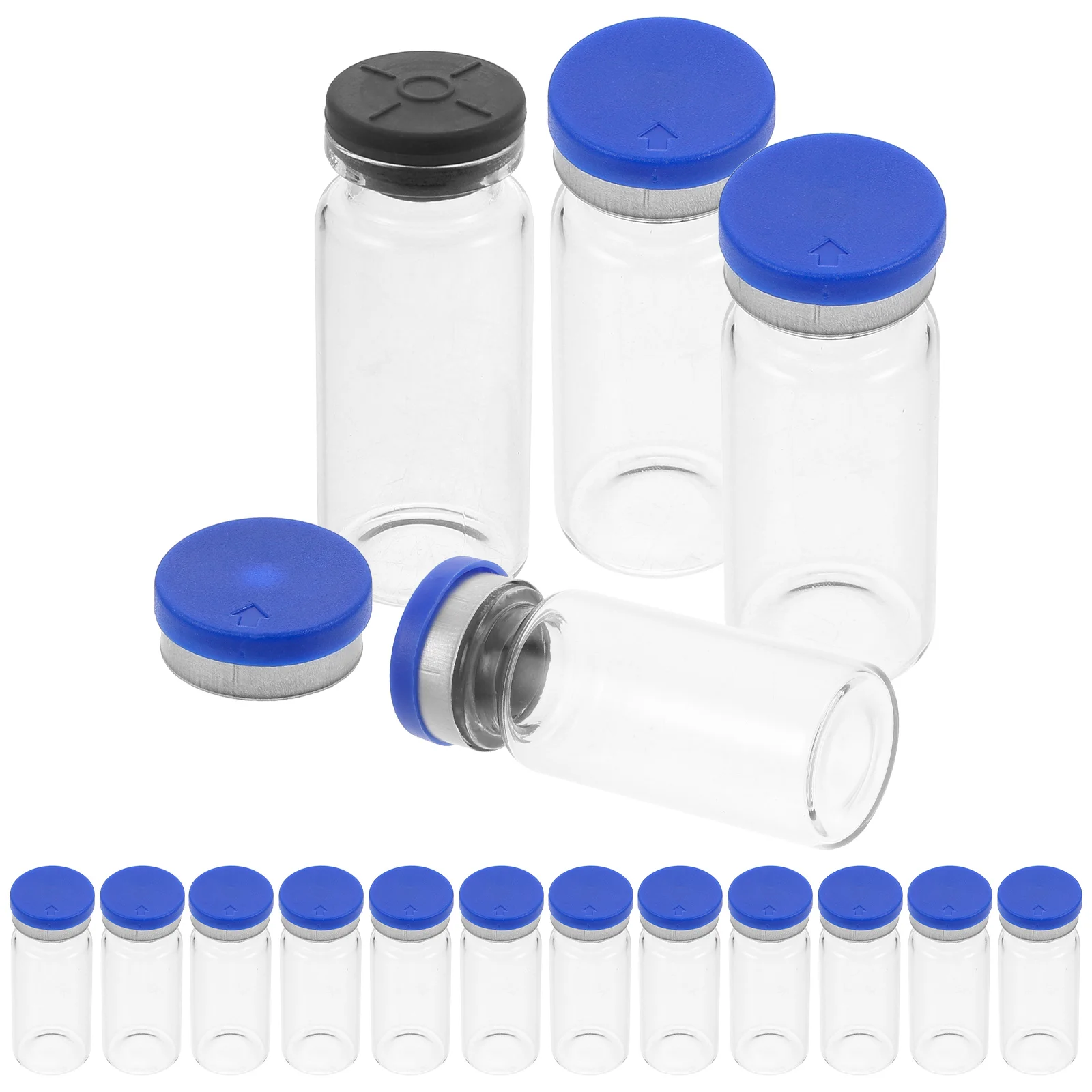 

20 Pcs Travel Size Liquid Containers Freeze-dried Powder Bottle Vial Cap Transparent Empty Glass Clear Vials