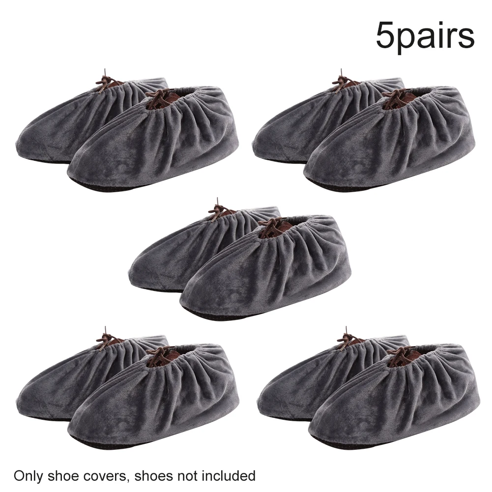 

5pairs Non Slip Adults Solid Soft Washable Protective Office Elastic Boot Laboratory Reusable Shoe Cover Velvet For Household