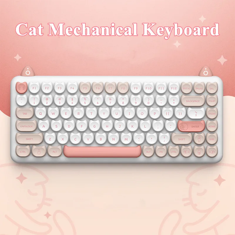 M80 Cat Mechanical Keyboard Backlit Bluetooth Wireless Keyboard 83-keys Metal Front Panel Blue Switch Computer Game Accessories
M80 Cat Mechanical Keyboard Backlit Bluetooth Wireless Keyboard 83-keys Metal Front Panel Blue Switch Computer Game Accessories