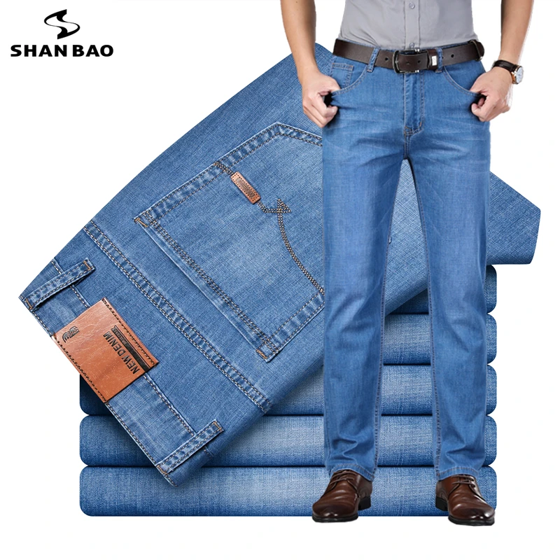 2022 spring summer fit straight lightweight jeans classic business casual men's mid-high waist stretch youth thin denim jeans 
2022 spring summer fit straight lightweight jeans classic business casual men's mid-high waist stretch youth thin denim jeans
