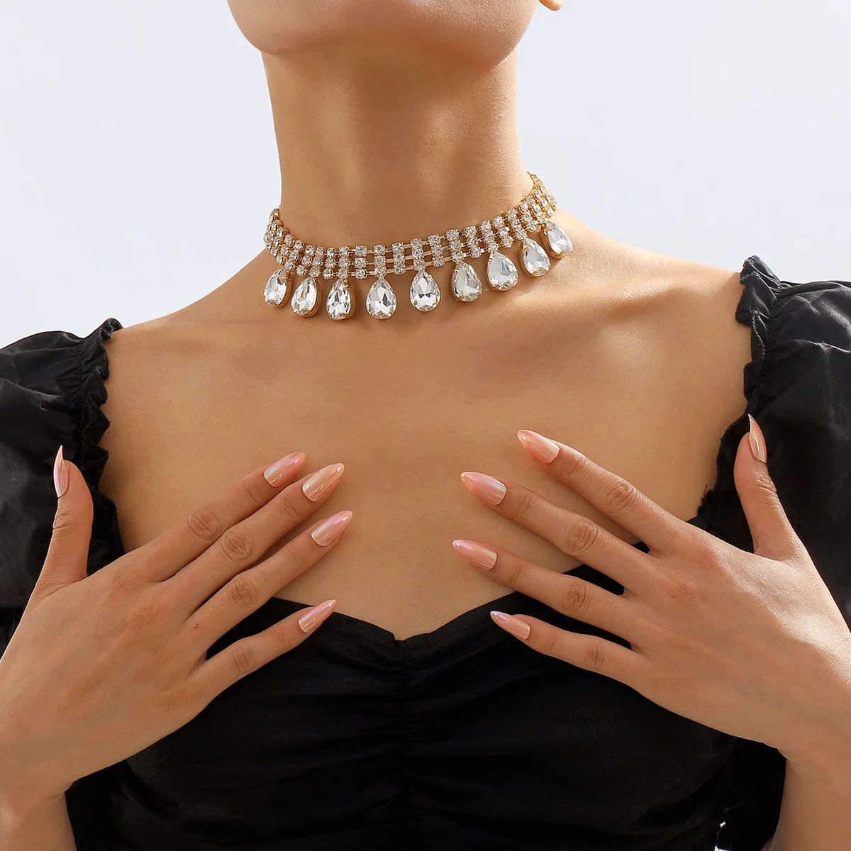 Gold Colors Wedding Luxury Water Drop Crystal Choker Necklace for Women Tennis Chain Clavicle Jewelry
Gold Colors Wedding Luxury Water Drop Crystal Choker Necklace for Women Tennis Chain Clavicle Jewelry