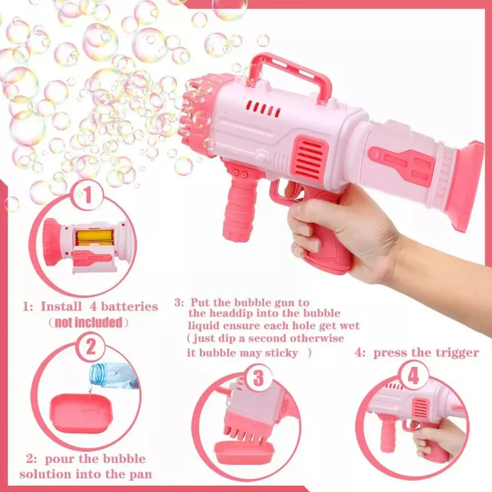 Bubble Gun Rocket 69 Holes Soap Bubbles Machine Gun Shape Automatic Blower With Light Toys For Kids Pomperos Children‘s Day S4F2
Bubble Gun Rocket 69 Holes Soap Bubbles Machine Gun Shape Automatic Blower With Light Toys For Kids Pomperos Children‘s Day S4F2