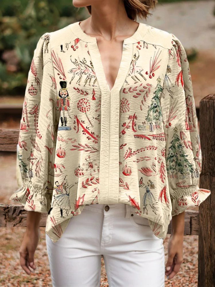Elegant Nutcracker Print Women Shirts Top Merry Christmas Puff Sleeve Holiday Party Pullover Blouse
Elegant Nutcracker Print Women Shirts Top Merry Christmas Puff Sleeve Holiday Party Pullover Blouse