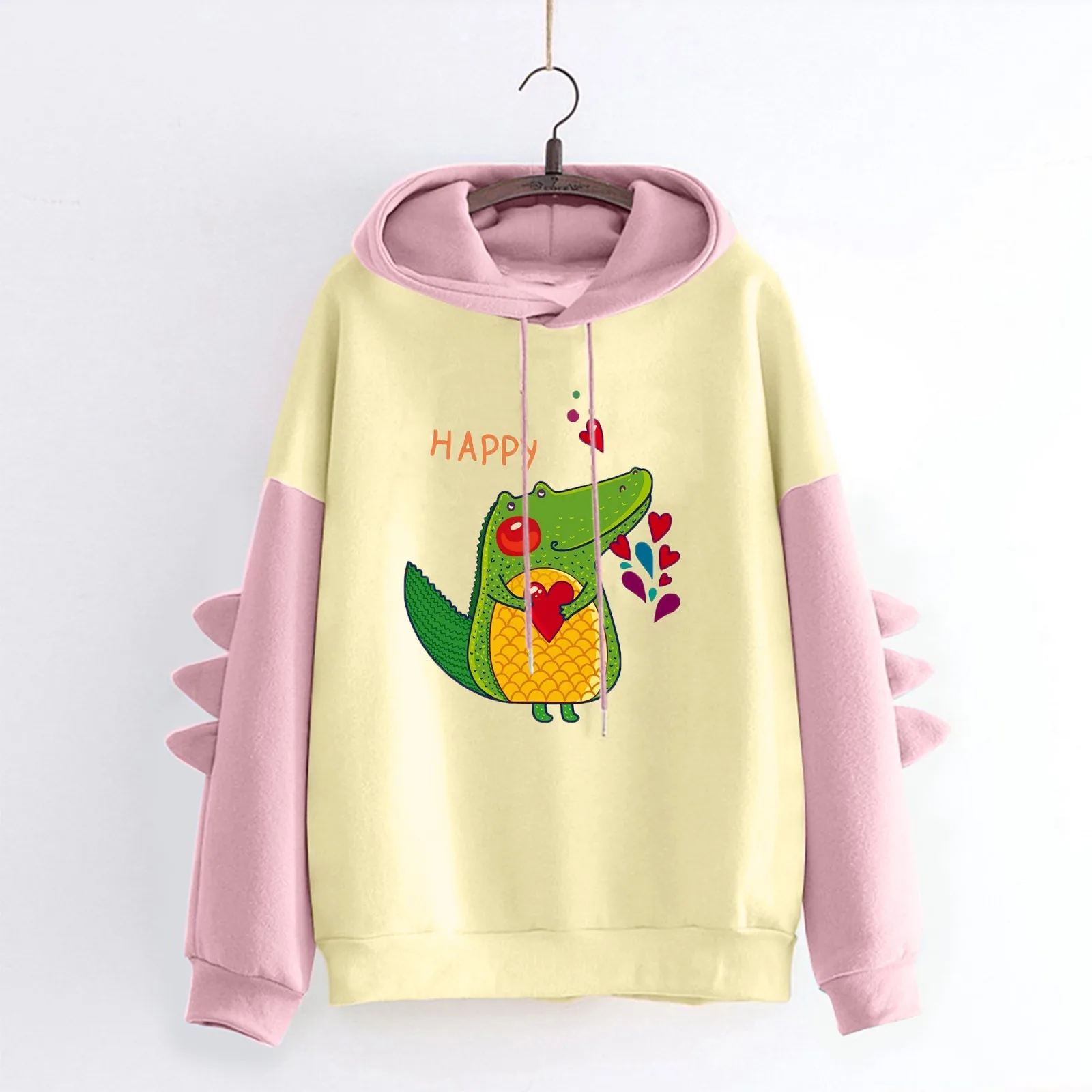 Ladies Fashion Hooded Long Sleeve Stitching Dinosaur Taste Printed Fleece Top Sweater Pullover Hoodie Thin Tunic Hoodie
Ladies Fashion Hooded Long Sleeve Stitching Dinosaur Taste Printed Fleece Top Sweater Pullover Hoodie Thin Tunic Hoodie
