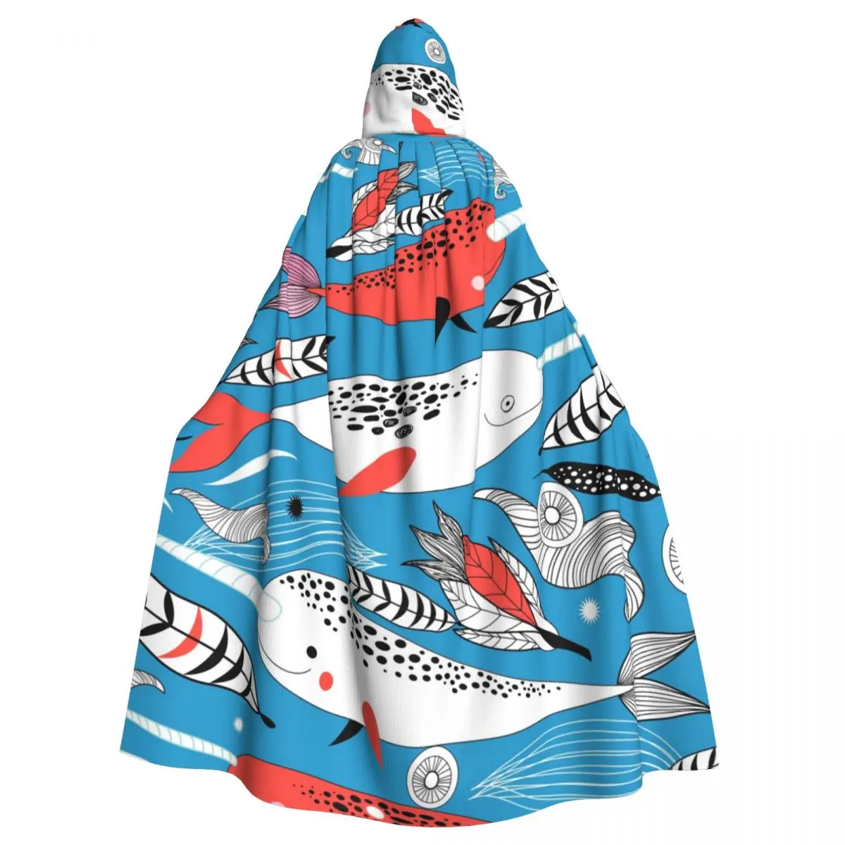 Marine White Red Whale Feather Conch Pattern Hooded Cloak Polyester Unisex Witch Cape Costume Accessory
Marine White Red Whale Feather Conch Pattern Hooded Cloak Polyester Unisex Witch Cape Costume Accessory