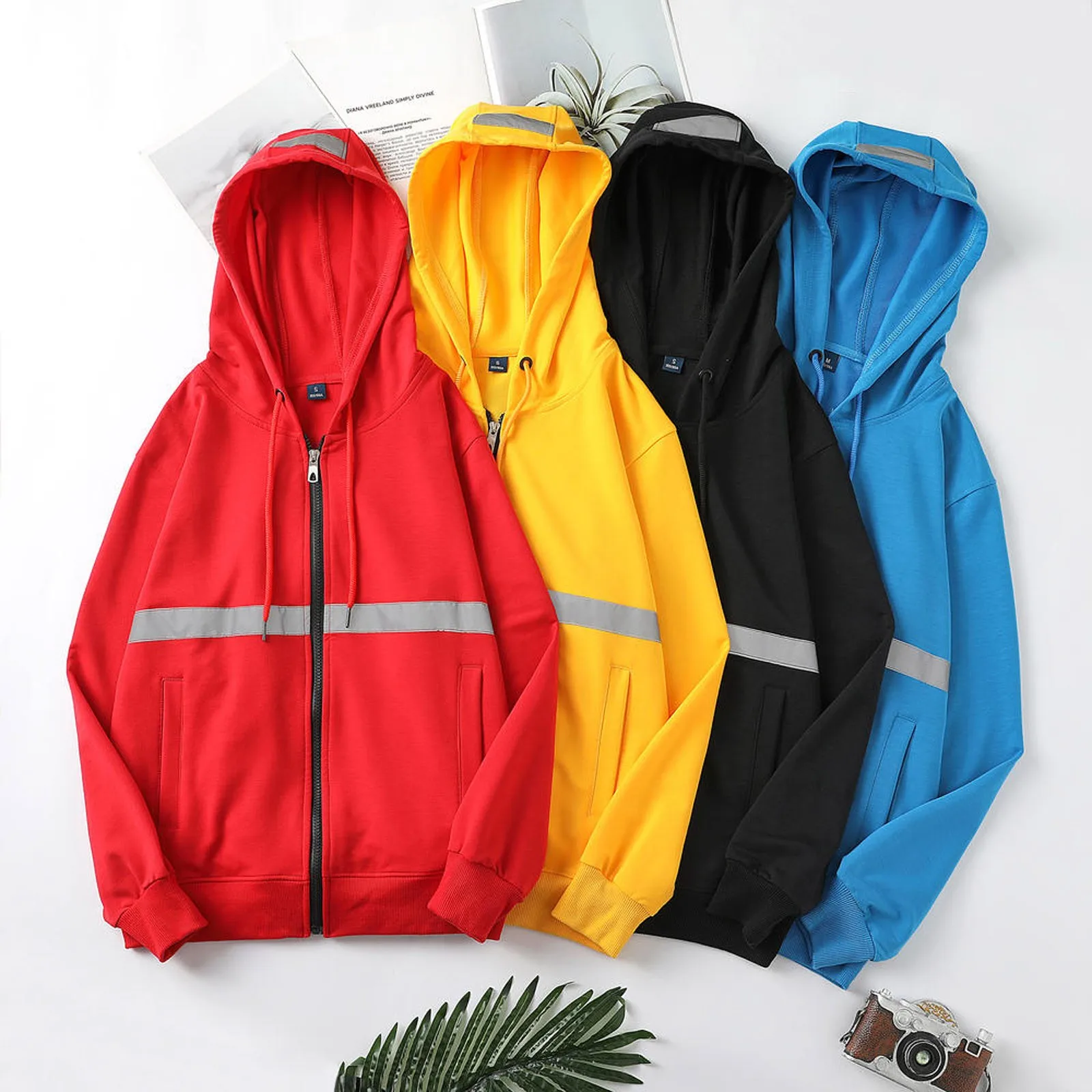 Unisex Couple Casual Long Sleeve Reflective Sweatshirt Zipper Hooded Coat Zip Front Hoodie Long over Sweaters for Women
Unisex Couple Casual Long Sleeve Reflective Sweatshirt Zipper Hooded Coat Zip Front Hoodie Long over Sweaters for Women
