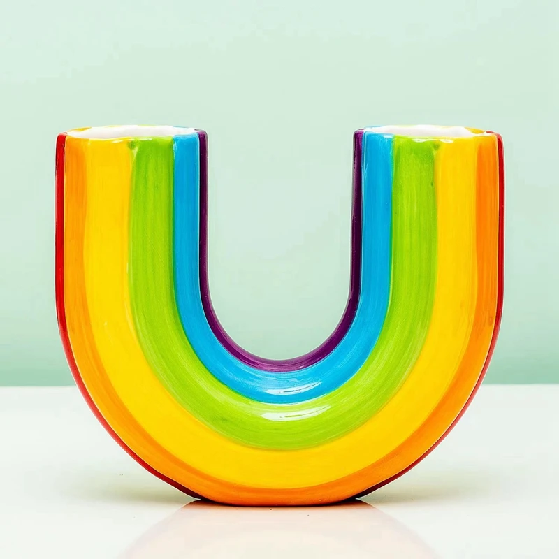 Rainbow Vase for Flowers U-Shaped Decorative Flowers Vase Decorative Rainbow Object for Living Room Table Shelf
Rainbow Vase for Flowers U-Shaped Decorative Flowers Vase Decorative Rainbow Object for Living Room Table Shelf