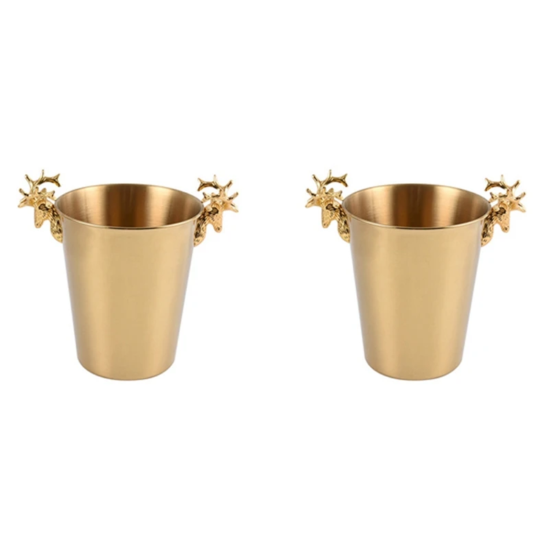 

2X Ice Champagne Bucket Deer Head Wine Chiller Bottle Ice Barrel Cooler Champagne Beer Cold Water Ice Container - S