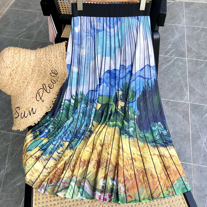 Women Summer Skirts Landscape Painting Abstract Print Pleated Skirts House Funny Graffiti Midi Skirt High Waist Casual Style
Women Summer Skirts Landscape Painting Abstract Print Pleated Skirts House Funny Graffiti Midi Skirt High Waist Casual Style