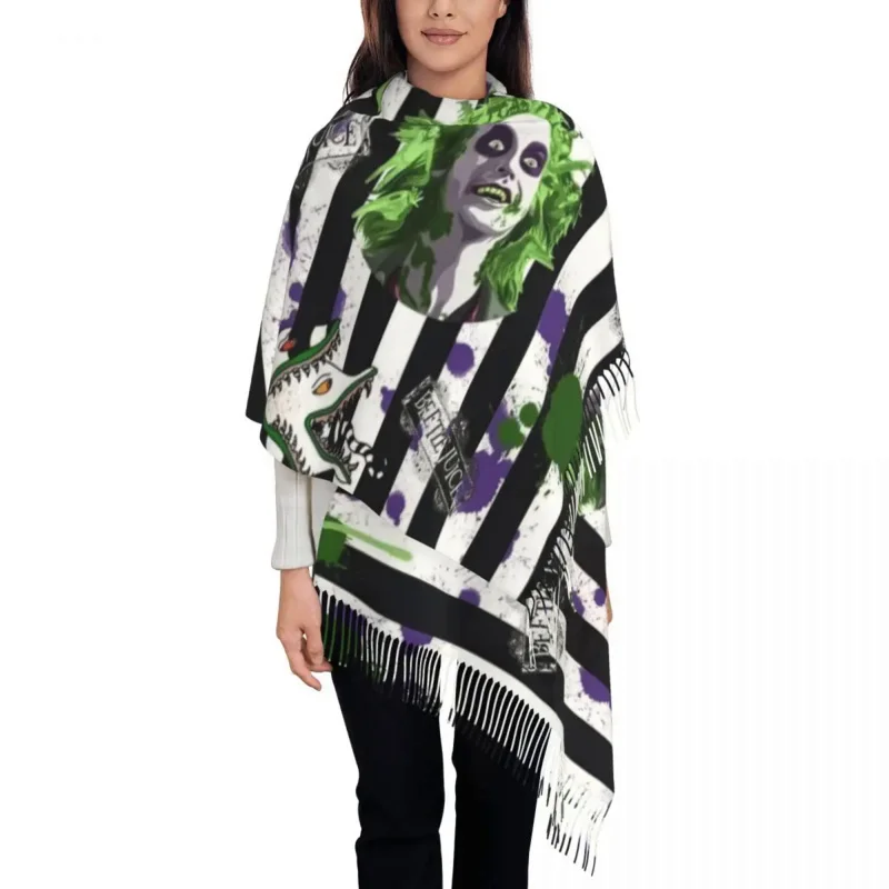 Lady Large Beetlejuice Halloween Movie Scarves Women Winter Fall Thick Warm Tassel Shawl Wrap Stripe Tim Burton Film Scarf
Lady Large Beetlejuice Halloween Movie Scarves Women Winter Fall Thick Warm Tassel Shawl Wrap Stripe Tim Burton Film Scarf