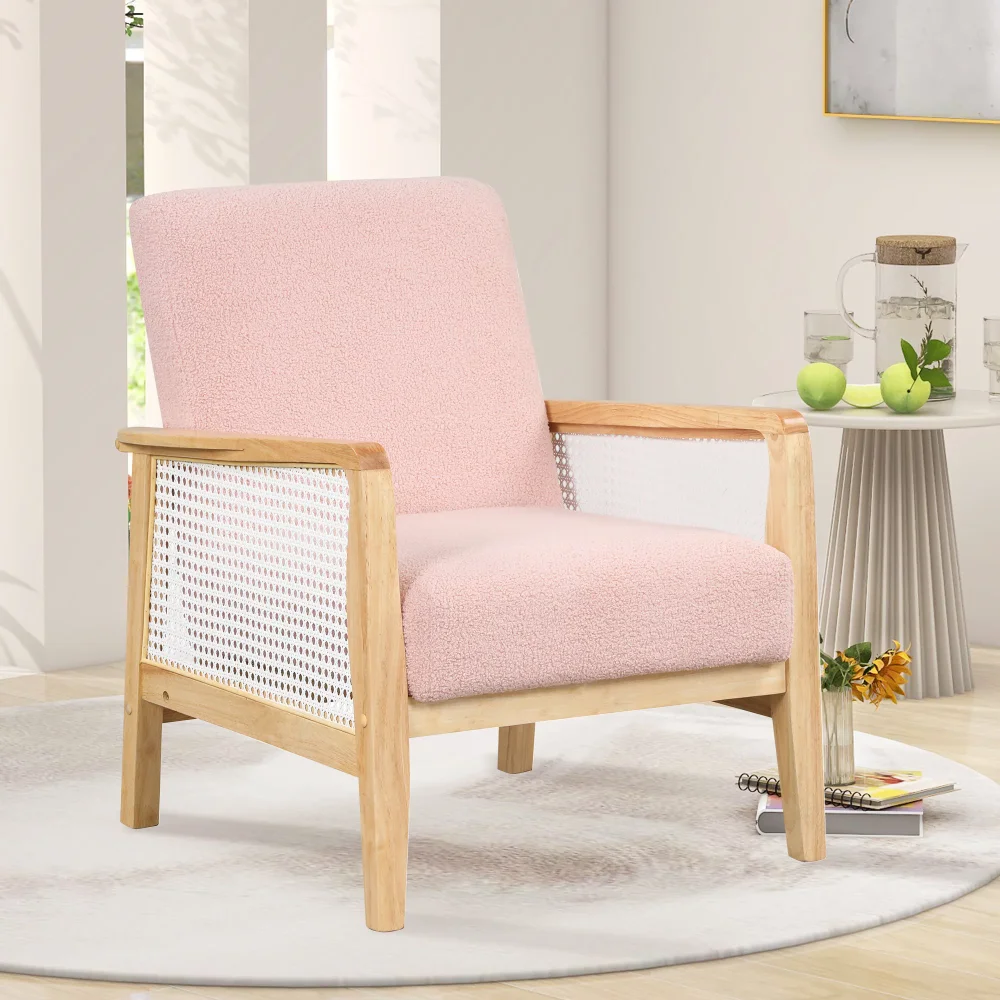 Modern Accent Chair, Armchair Rattan Mesh Upholstered,Teddy Short Plush Particle Velvet ,Pink
Modern Accent Chair, Armchair Rattan Mesh Upholstered,Teddy Short Plush Particle Velvet ,Pink