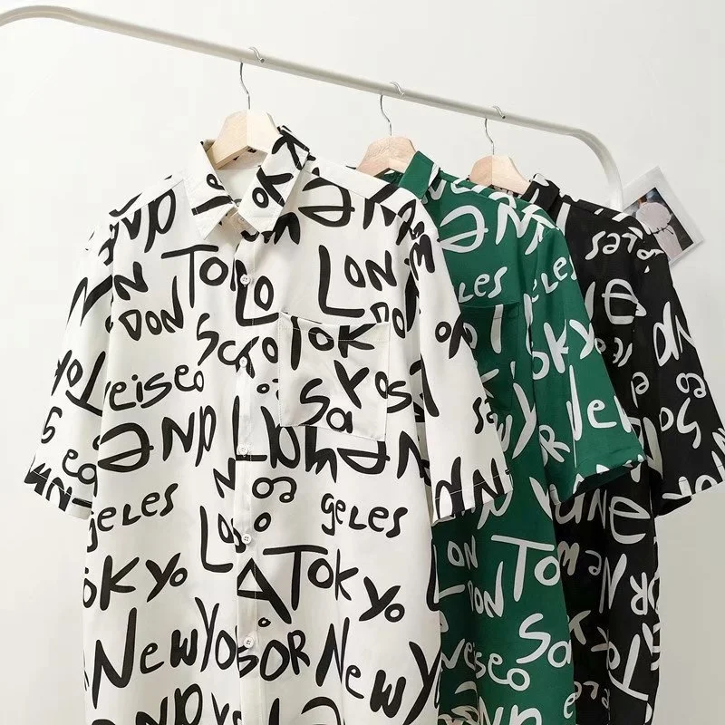 Summer Men's Shirts Korean Fashion Streetwear Short Sleeve Shirts Men Casual Trend Letter Harajuku Men Clothing Tops Shirts Men
Summer Men's Shirts Korean Fashion Streetwear Short Sleeve Shirts Men Casual Trend Letter Harajuku Men Clothing Tops Shirts Men