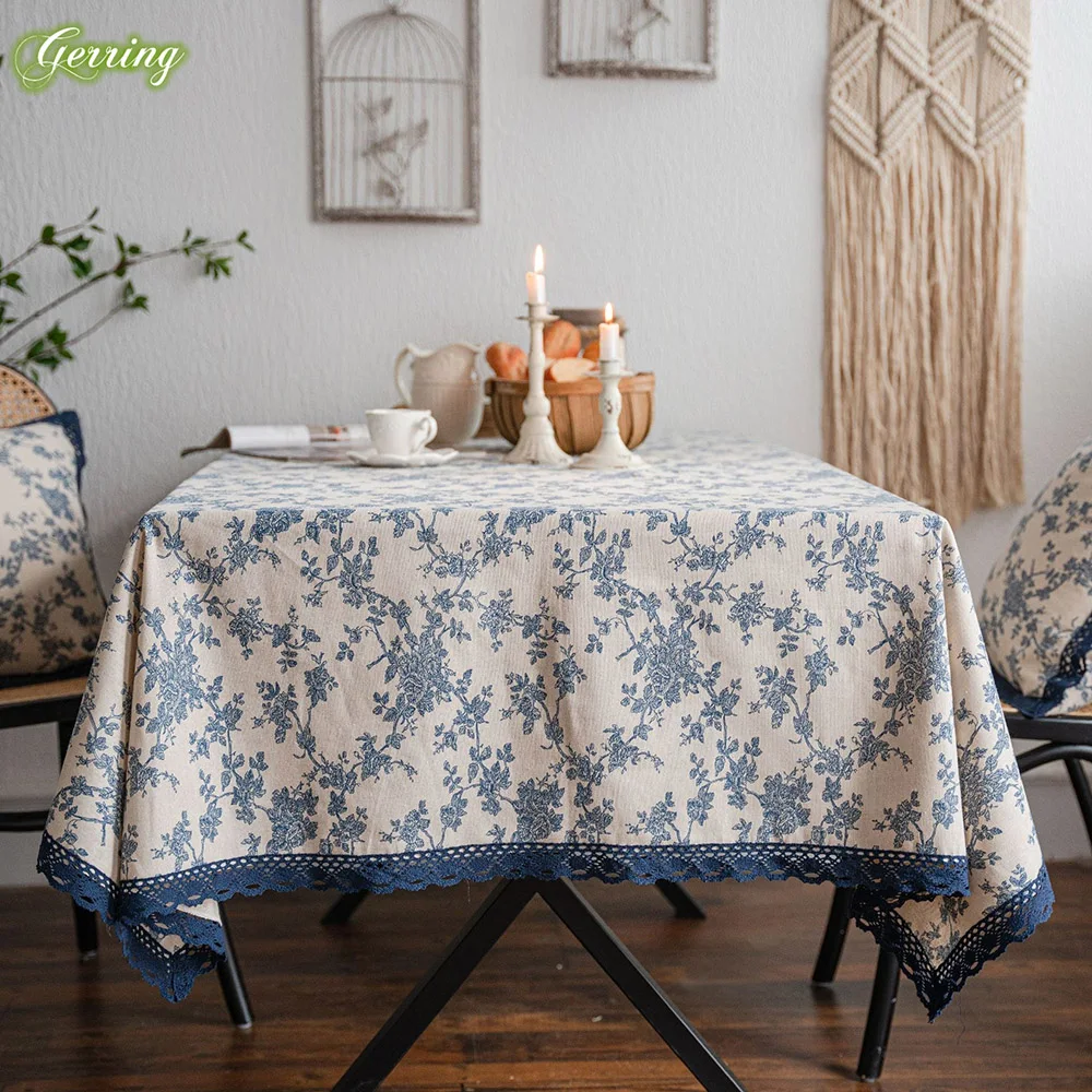 Gerring Linen Tablecloth Blue Rose Printed Garden Table Cover Household Lace Dcoration Table De Mariage Rustique Kitchen Cloths
Gerring Linen Tablecloth Blue Rose Printed Garden Table Cover Household Lace Dcoration Table De Mariage Rustique Kitchen Cloths