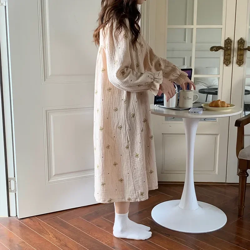 Женская хлопковая ночная рубашка, халат, хлопковая японская Осенняя ночная рубашка с чистым рукавом и принтом медведя, длинная Весенняя Пижама
Женская хлопковая ночная рубашка, халат, хлопковая японская Осенняя ночная рубашка с чистым рукавом и принтом медведя, длинная Весенняя Пижама